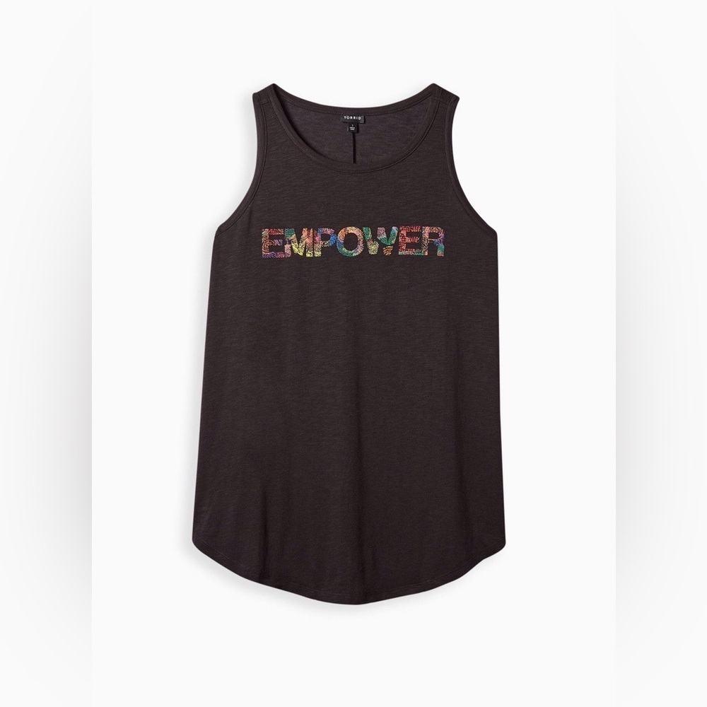 Torrid Always Proud Classic Fit Ribbed Tank - Cotton Pride Empower Black Size 3.